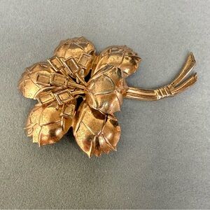 Vintage Sterling Silver/Vermeil Large Floral Brooch 18g Unmarked